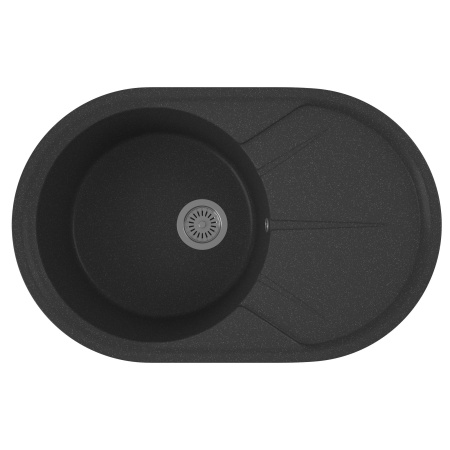 Мойка для кухни оборачиваемая овальная BAU Nimb Black stone 75х48, выпуск с сифоном в комплекте, черный камень