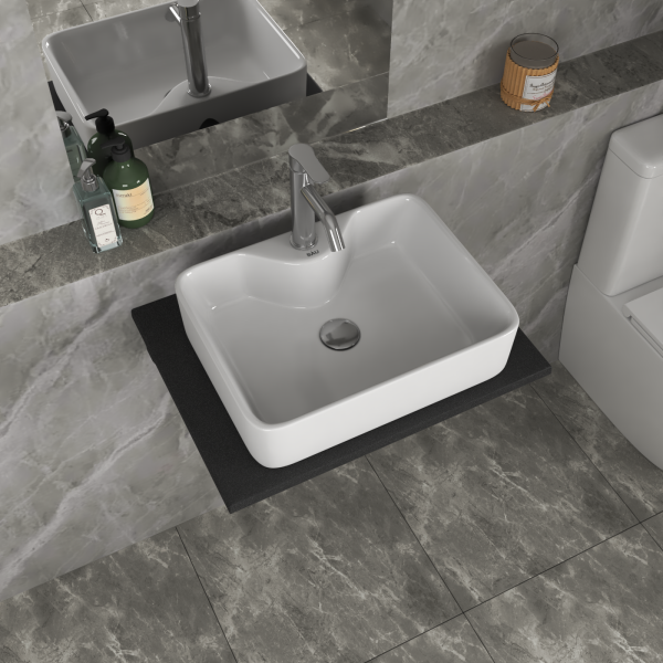 Столешница кварц под накладную раковину BAU Hotel 60 с кронштейнами, черный металлик - MRY0011