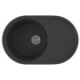 Мойка для кухни оборачиваемая овальная BAU Nimb Black stone 75х48, выпуск с сифоном в комплекте, черный камень