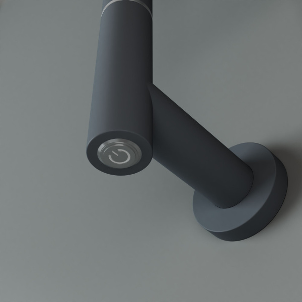 Полотенцесушитель дизайнерский электрический BAU Nimb Turning Gun Grey 60х50,подключение справа, подключение нижнее, темно-серый металлик