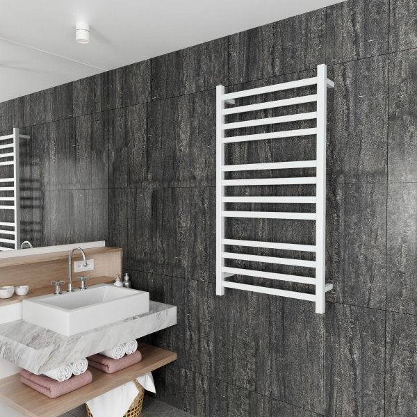 Полотенцесушитель электрический профильный BAU Hotel 60х120, 12 планок, универсальный, белый полуматовый