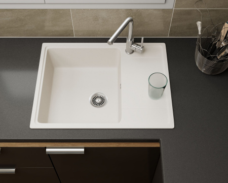 Мойка для кухни с крылом BAU Stil Pro 65х50 без выпуска, белый песок