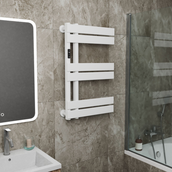 Полотенцесушитель дизайнерский электрический BAU Eastern Wind White 80х50, подключение нижнее, белый матовый