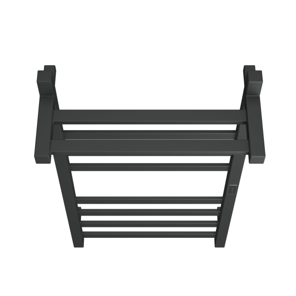 Полотенцесушитель электрический профильный с полкой BAU Hotel Shelf 50х100, 8 планок, универсальный, черный матовый RAL 9005