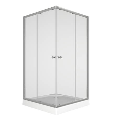 Душевой уголок BAU Stil Hit с поддоном 100x100х195, прозрачное закаленное стекло, хромированный профиль