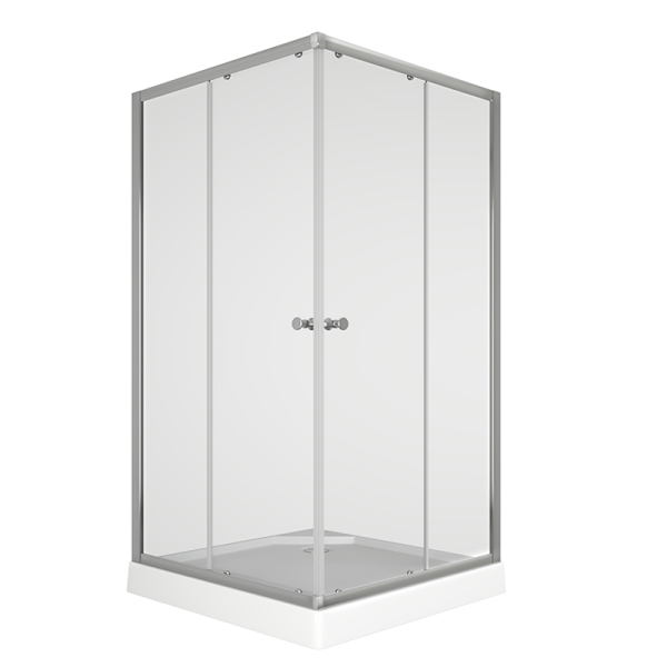 Душевой уголок BAU Stil Hit с поддоном 100x100х195, прозрачное закаленное стекло, хромированный профиль