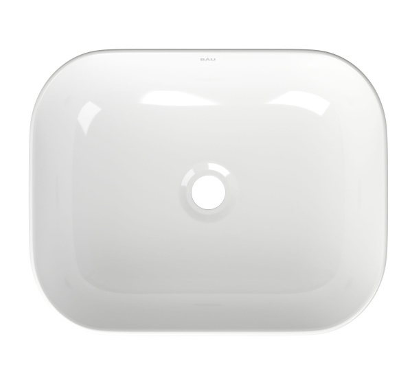 Раковина накладная со смесителем и выпуском (прямоугольная BAU Stil Pro 50х40, белая + смеситель Hotel Still, нер. сталь, выпуск клик-клак белый)