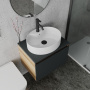 Комплект для ванной, 4 предмета (Тумба подвесная Blackwood 60 графит + Раковина BAU 51х41, с отв. под см-ль + Смеситель Dream Black, выпуск черный)