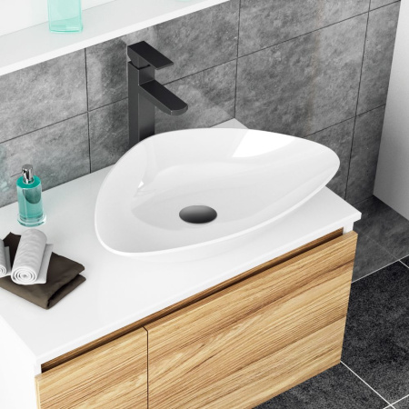 Раковина накладная на столешницу BAU Triangle 59х39, белая, выпуск клик клак, черный