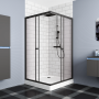 Душевой уголок BAU Stil Hit Black с поддоном 100x100х195, прозрачное закаленное стекло, черный профиль
