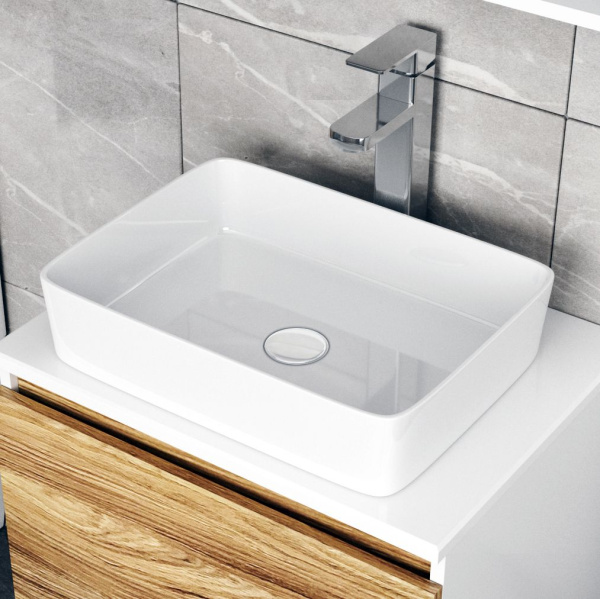 Комплект для ванной, 4 предмета (Тумба Bau Dream Blackwood 80, раковина BAU Hotel 48х37, смеситель для раковины высокий Hotel Still, нержавеющая сталь, выпуск клик клак, белый)