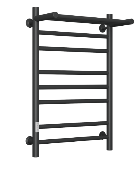 Полотенцесушитель электрический с полкой Маргроид BAU В10 50х80, П7 (2+3+2) таймер слева, черный матовый RAL 9005