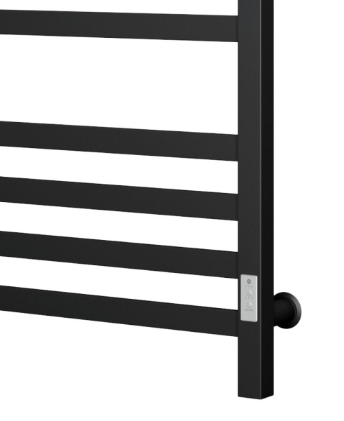 Полотенцесушитель электрический профильный с полкой Маргроид BAU В81/10 50х80, 2 вставки 4х4, черный матовый RAL 9005 с таймером справа