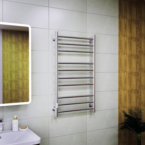 Полотенцесушитель электрический Маргроид BAU В10 100х50, П10 (3+4+3) с таймером слева, нерж. сталь, хром