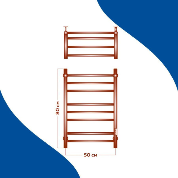 Полотенцесушитель электрический с полкой Маргроид BAU В10 50х80, П7 (2+3+2) с таймером справа, нерж. сталь, хром