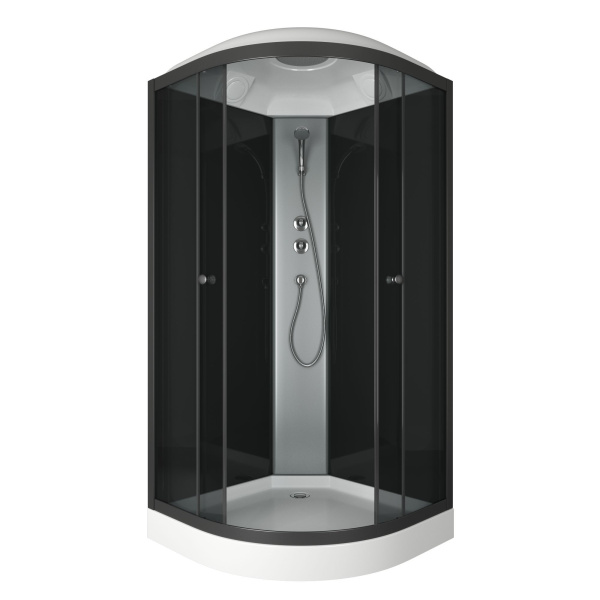 Душевая кабина BAU Nimb с поддоном 90x90х195, прозрачное закаленное стекло, черный матовый профиль, черная задняя стенка