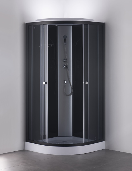 Душевая кабина BAU Nimb с поддоном 90x90х195, прозрачное закаленное стекло, черный матовый профиль, черная задняя стенка