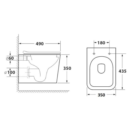 Комплект BAU 6 в 1: инсталляция BAU PRO, Унитаз подвесной безободковый Bau Stil 49x35, сиденье дюропласт микролифт, клавиша BAU Dream, черная матовая