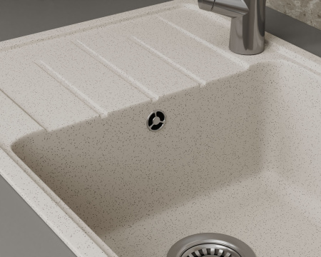 Мойка для кухни с крылом BAU Stil Pro 60х42 без выпуска, белый песок