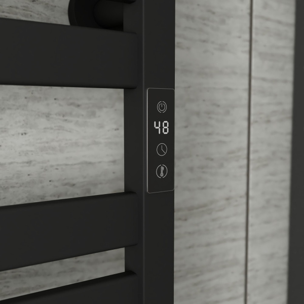 Полотенцесушитель дизайнерский электрический BAU Elite Black 53х52, подключение справа, черный матовый