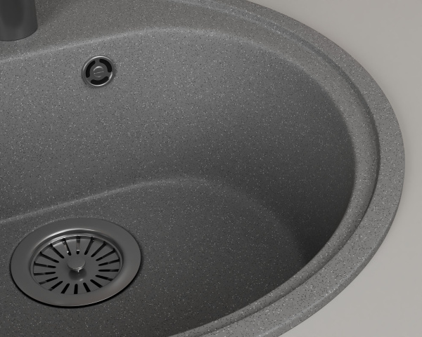 Мойка для кухни BAU Dream Gray stone D 44, выпуск с сифоном в комплекте, серый камень