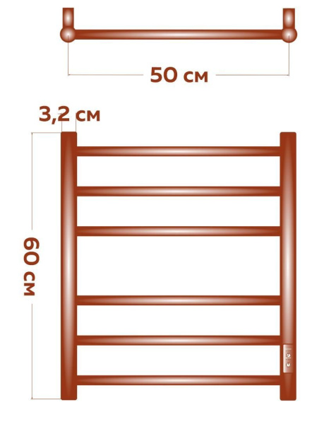 Полотенцесушитель электрический BAU Stil 50х60, 6 планок, универсальный, антикварная бронза