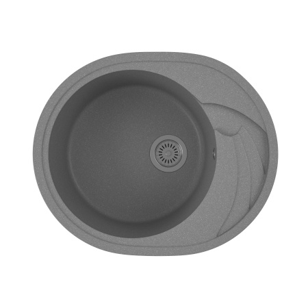 Мойка для кухни оборачиваемая овальная BAU Nimb Gray stone 58х47, выпуск с сифоном в комплекте, серый камень