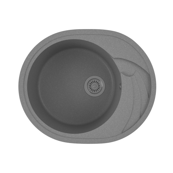 Мойка для кухни оборачиваемая овальная BAU Nimb Gray stone 58х47, выпуск с сифоном в комплекте, серый камень