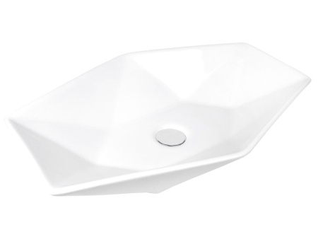 Раковина накладная на столешницу BAU Crystal 64х40, белая + выпуск клик-клак, белый