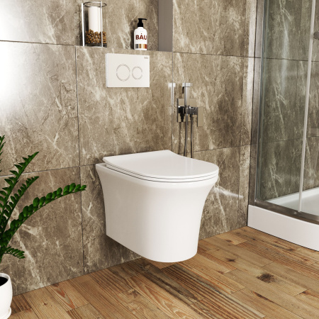 Унитаз подвесной безободковый Bau Spectrum PRO, быстросъемное сиденье микролифт