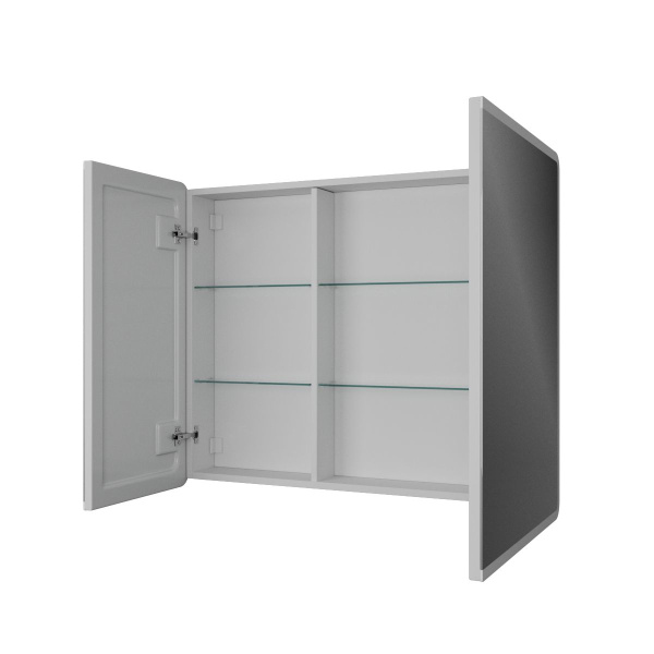 Зеркало-шкаф Bau Stil 100х80, LED подсветка, сенсор, плавное закрывание, оборачиваемый