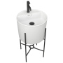 Раковина напольная с металлическими ножками и выпуском (BAU Omega белая + смеситель Dream Black, выпуск клик-клак черный)