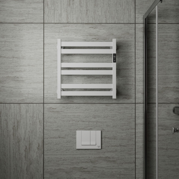 Полотенцесушитель дизайнерский электрический BAU Elite White 53х52, подключение справа, белый матовый