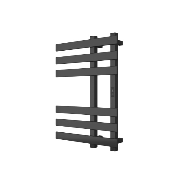 Полотенцесушитель дизайнерский электрический, профильный BAU Blizzard 50х70, 6 планок, черный матовый RAL 9005