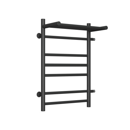 Полотенцесушитель водяной с полкой Маргроид BAU В10 50х80, П7 (2+3+2) боковое подключение 50, черный матовый RAL 9005