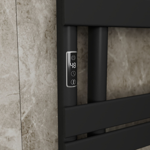 Полотенцесушитель дизайнерский электрический BAU Eastern Wind Black 80х50, подключение нижнее, черный матовый