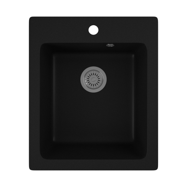 Мойка для кухни BAU Stil Black coal 42х50, выпуск с сифоном в комплекте, черный уголь