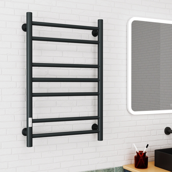 Полотенцесушитель электрический Маргроид BAU В10 50х80, П8 (3+3+2) с таймером слева, черный матовый RAL 9005