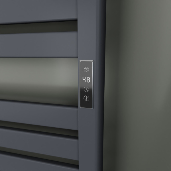 Полотенцесушитель дизайнерский электрический BAU Elite Elegant Gun Grey 60х45, подключение справа, темно-серый металлик