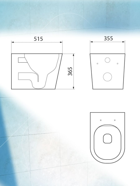 Унитаз подвесной безободковый торнадо обратного потока Bau Nimb Hurricane-2, быстросъемное тонкое сиденье дюропласт микролифт