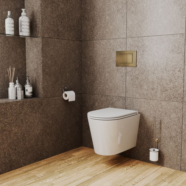 Комплект BAU 6 в 1: инсталляция BAU PRO, унитаз подвесной торнадо Bau Nimb Hurricane-2, сиденье дюропласт микролифт, клавиша BAU Stil, бронза