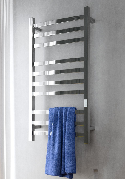 Полотенцесушитель электрический профильный BAU Hotel 50х100, 10 планок, универсальный, нерж. сталь полированная