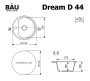 Мойка для кухни BAU Dream Black stone D 44, выпуск с сифоном в комплекте, черный камень