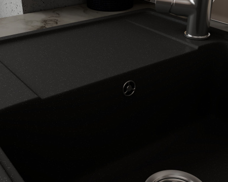 Мойка для кухни с крылом BAU Stil Pro 65х50, без выпуска, черный камень