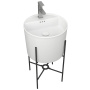Раковина напольная с металлическими ножками и выпуском (BAU Omega белая + смеситель Hotel Still, выпуск клик-клак белый)