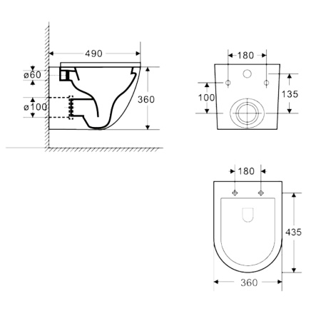 Унитаз подвесной безободковый Bau Dream, быстросъемное тонкое сиденье дюропласт микролифт BL0001