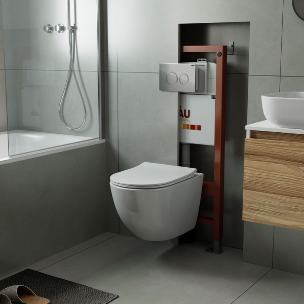 Комплект BAU 6 в 1: инсталляция BAU PRO, унитаз подвесной безободковый Bau Dream PRO-2, быстросъемное сиденье микролифт, клавиша BAU Dream, хром