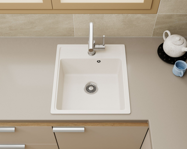 Мойка для кухни BAU Stil Pro 43х49, без выпуска, белый песок