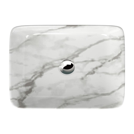Раковина накладная прямоугольная BAU Hotel 50х39, мрамор + выпуск клик-клак, хром