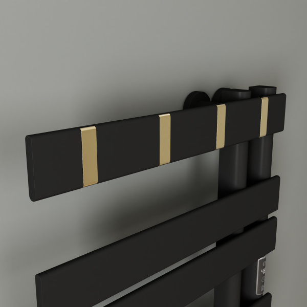 Полотенцесушитель дизайнерский электрический BAU Wind Hook Black 80х50, подключение нижнее, черный матовый